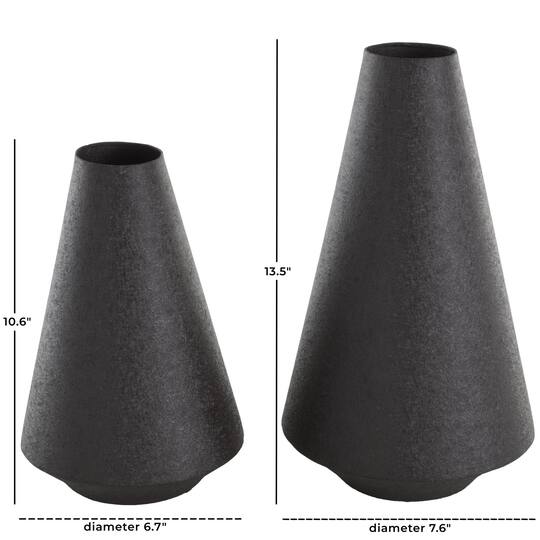 Black Metal Textured Cone Vase Set